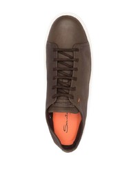 dunkelbraune Leder niedrige Sneakers von Santoni