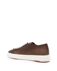 dunkelbraune Leder niedrige Sneakers von Santoni