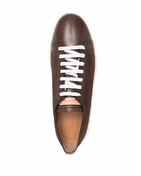 dunkelbraune Leder niedrige Sneakers von Santoni