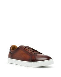 dunkelbraune Leder niedrige Sneakers von Magnanni