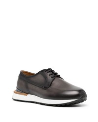 dunkelbraune Leder niedrige Sneakers von Magnanni