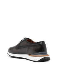 dunkelbraune Leder niedrige Sneakers von Magnanni