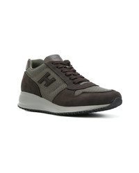 dunkelbraune Leder niedrige Sneakers von Hogan