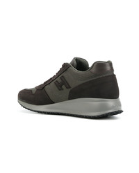 dunkelbraune Leder niedrige Sneakers von Hogan