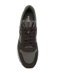 dunkelbraune Leder niedrige Sneakers von Hogan