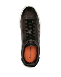 dunkelbraune Leder niedrige Sneakers von Santoni