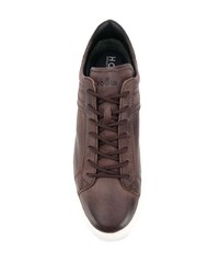 dunkelbraune Leder niedrige Sneakers von Hogan