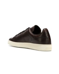 dunkelbraune Leder niedrige Sneakers von Tom Ford