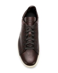 dunkelbraune Leder niedrige Sneakers von Tom Ford