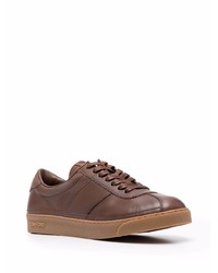 dunkelbraune Leder niedrige Sneakers von Tom Ford