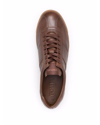 dunkelbraune Leder niedrige Sneakers von Tom Ford