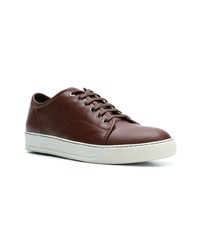 dunkelbraune Leder niedrige Sneakers von Lanvin