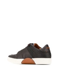 dunkelbraune Leder niedrige Sneakers von Ermenegildo Zegna