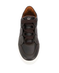 dunkelbraune Leder niedrige Sneakers von Ermenegildo Zegna
