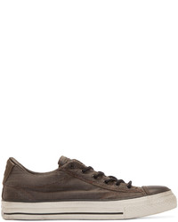 dunkelbraune Leder niedrige Sneakers