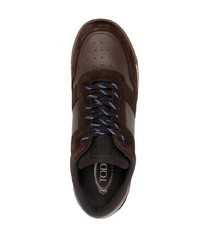 dunkelbraune Leder niedrige Sneakers von Tod's