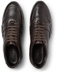 dunkelbraune Leder niedrige Sneakers von Burberry