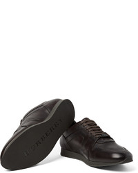 dunkelbraune Leder niedrige Sneakers von Burberry