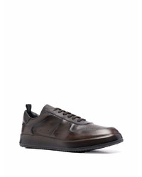 dunkelbraune Leder niedrige Sneakers von Officine Creative