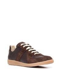 dunkelbraune Leder niedrige Sneakers von Maison Margiela