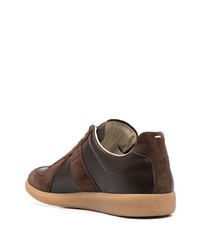 dunkelbraune Leder niedrige Sneakers von Maison Margiela