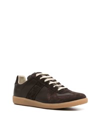 dunkelbraune Leder niedrige Sneakers von Maison Margiela