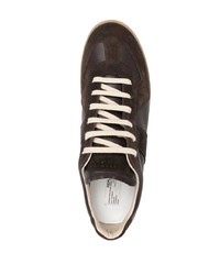 dunkelbraune Leder niedrige Sneakers von Maison Margiela