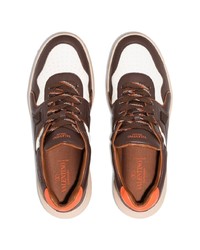 dunkelbraune Leder niedrige Sneakers von Valentino Garavani