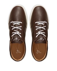 dunkelbraune Leder niedrige Sneakers von Giuseppe Zanotti