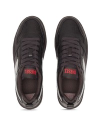 dunkelbraune Leder niedrige Sneakers von Diesel