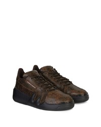 dunkelbraune Leder niedrige Sneakers von Giuseppe Zanotti