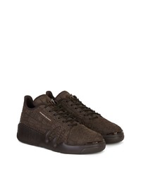 dunkelbraune Leder niedrige Sneakers von Giuseppe Zanotti