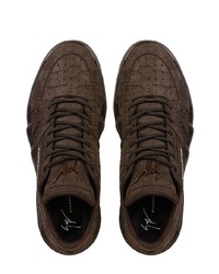 dunkelbraune Leder niedrige Sneakers von Giuseppe Zanotti