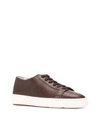 dunkelbraune Leder niedrige Sneakers von Santoni