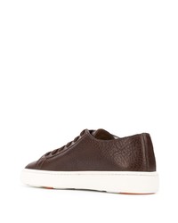 dunkelbraune Leder niedrige Sneakers von Santoni