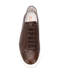 dunkelbraune Leder niedrige Sneakers von Santoni