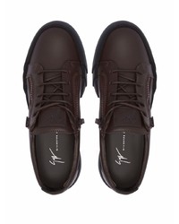 dunkelbraune Leder niedrige Sneakers von Giuseppe Zanotti