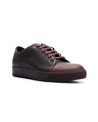 dunkelbraune Leder niedrige Sneakers von Lanvin