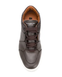 dunkelbraune Leder niedrige Sneakers von Ermenegildo Zegna XXX