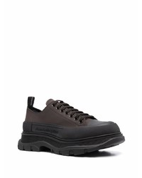 dunkelbraune Leder niedrige Sneakers von Alexander McQueen