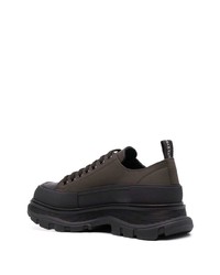 dunkelbraune Leder niedrige Sneakers von Alexander McQueen