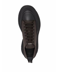 dunkelbraune Leder niedrige Sneakers von Alexander McQueen