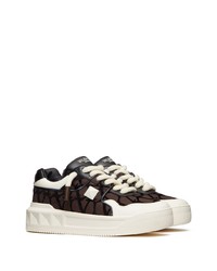 dunkelbraune Leder niedrige Sneakers von Valentino Garavani