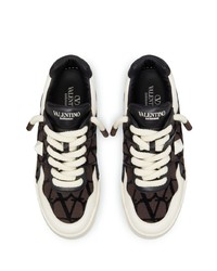 dunkelbraune Leder niedrige Sneakers von Valentino Garavani