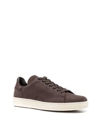 dunkelbraune Leder niedrige Sneakers von Tom Ford