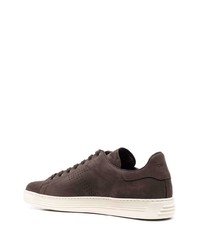 dunkelbraune Leder niedrige Sneakers von Tom Ford