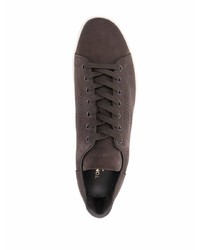 dunkelbraune Leder niedrige Sneakers von Tom Ford