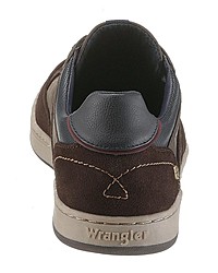 dunkelbraune Leder niedrige Sneakers von Wrangler
