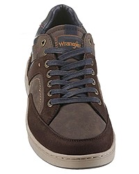 dunkelbraune Leder niedrige Sneakers von Wrangler