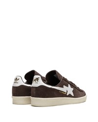 dunkelbraune Leder niedrige Sneakers von adidas